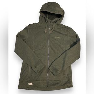 Large Regatta Full-Zip Fleece Jacket with Hood -  Hiking Activewear - Dark Green